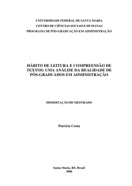 HÁBITO DE LEITURA E COMPREENSÃO DE TEXTOS: UMA