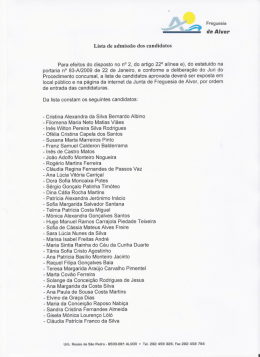 1-Lista de Admiss&atilde;o de Candidatos