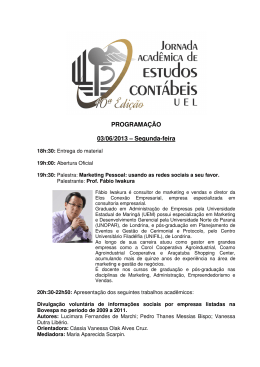 PROGRAMA&Ccedil;&Atilde;O 03/06/2013 &ndash; Segunda-feira