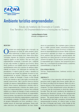 Ambiente tur&iacute;stico empreendedor:
