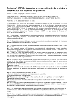 Portaria n&ordm; 070/96 - Normatiza a comercializa&ccedil;&atilde;o de