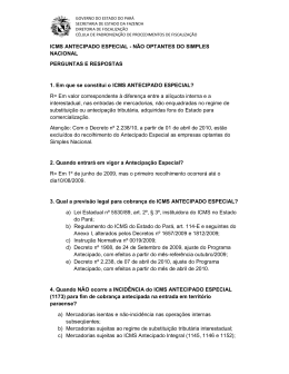 ICMS ANTECIPADO ESPECIAL - N&Atilde;O OPTANTES DO