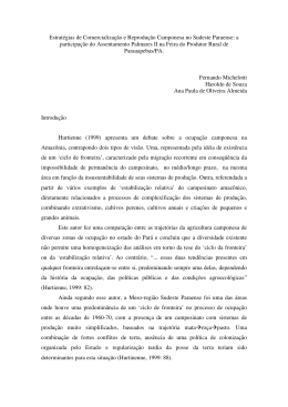 Estrat&eacute;gias de Comercializa&ccedil;&atilde;o e Reprodu&ccedil;&atilde;o Camponesa no