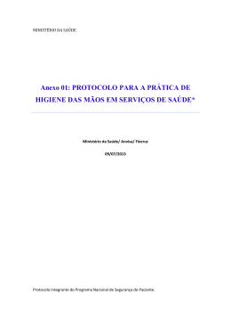 PROTOCOLO PARA A PR&Aacute;TICA DE HIGIENE DAS M&Atilde;OS EM