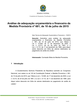 An&aacute;lise da adequa&ccedil;&atilde;o or&ccedil;ament&aacute;ria e financeira da Medida