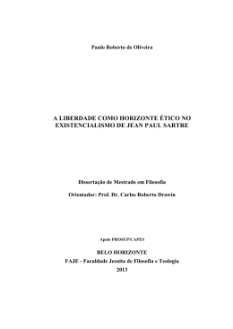 a liberdade como horizonte &eacute;tico no existencialismo de jean paul