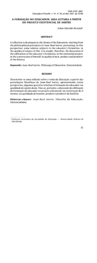 uma leitura a partir do projeto existencial da Sartre
