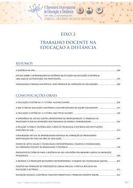 TRABALHO DOCENTE NA EAD - Universidade Federal de Minas