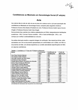Candidaturas ao Mestrado em Gerontologia Social (5a