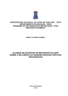 olhares de docentes de mestrados da uefs sobre a influência da