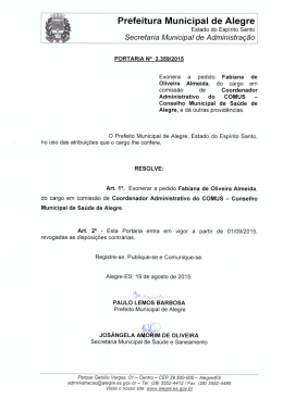 Portaria 3359-15 - Exonera a pedido Fabiana de Oliveira Almeida