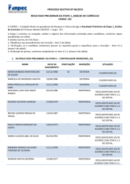 Resultado Preliminar da Etapa 1