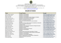 RELAÇÃO DE TÉCNICOS Nome Cargo/Função E-mail