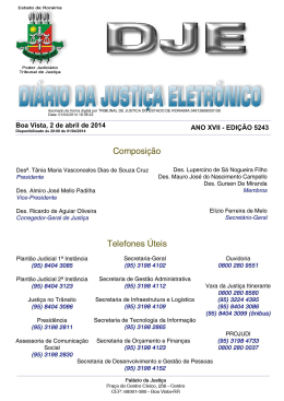 Comarca de Boa Vista - Di&aacute;rio da Justi&ccedil;a Eletr&ocirc;nico