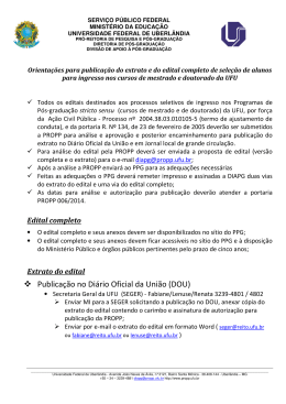 Publica&ccedil;&atilde;o no Di&aacute;rio Di&aacute;rio Oficial da Uni&atilde;o (DOU)