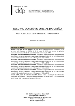 RESUMO DO DIÁRIO OFICIAL DA UNIÃO