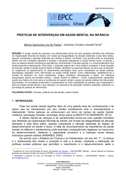 pr&aacute;ticas de interven&ccedil;&atilde;o em sa&uacute;de mental na inf&acirc;ncia