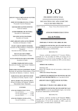 Di&aacute;rio Oficial - Prefeitura de S&atilde;o Jos&eacute; do Vale do Rio Preto