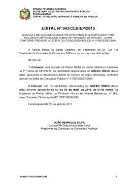 EDITAL N&ordm; 043/CESIEP/2015 - Pol&iacute;cia Militar de Santa Catarina