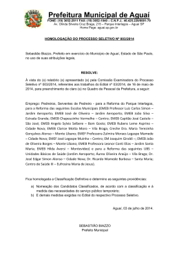 Homologação - Prefeitura Municipal de Aguaí