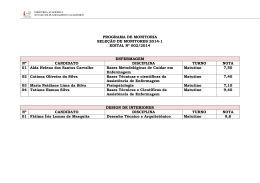 PROGRAMA DE MONITORIA SELE&Ccedil;&Atilde;O DE MONITORES