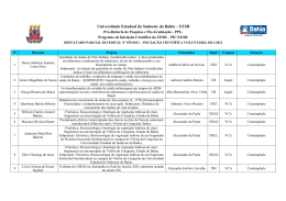 Resultado Parcial da Inicia&ccedil;&atilde;o Cient&iacute;fica Volunt&aacute;ria 2011-2012