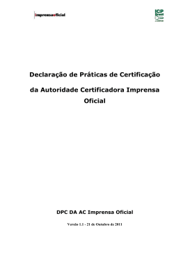 Declara&ccedil;&atilde;o de Pr&aacute;ticas de Certifica&ccedil;&atilde;o (DPC)