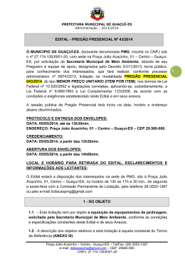 Preg&atilde;o N&ordm; 043 - Prefeitura municipal de Gua&ccedil;u&iacute;-ES