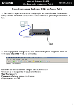 Procedimentos para Configurar DI-524 em Access Point 1 - D-Link