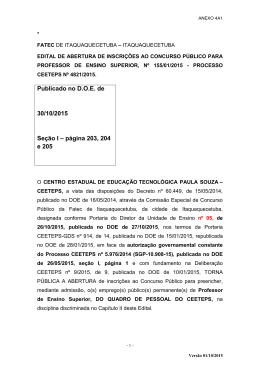 Publicado no D.O.E. de 30/10/2015 Se&ccedil;&atilde;o I &ndash; p&aacute;gina 203, 204 e 205