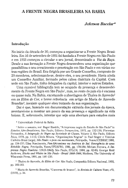 A Frente Negra Brasileira na Bahia - Revista Afro-&Aacute;sia