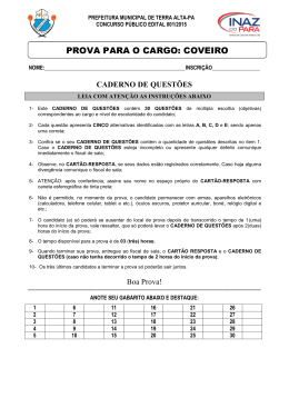 PROVA PARA O CARGO: COVEIRO
