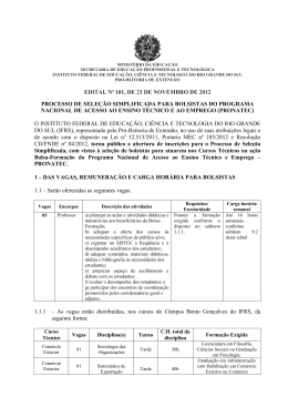 (ED 101 - Sele&ccedil;&atilde;o EXTERNA de Bolsista do Pronatec para o Cargo