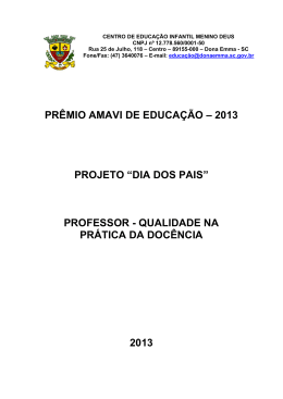 PRÊMIO AMAVI DE EDUCAÇÃO – 2013 PROJETO “DIA DOS PAIS
