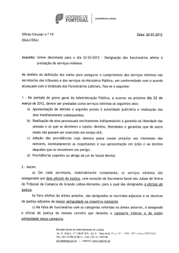 Assunto: Greve decretada para o dia 22-03-2012