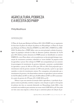 AGRICULTURA, POBREZA E A RECEITA DO PARP