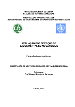 avaliação dos serviços de saúde mental em moçambique