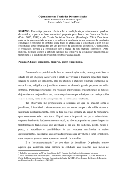 O jornalismo na Teoria dos Discursos Sociais Paulo Fernando de