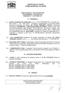 Termo Aditivo n&ordm; 055-02/2007-FMS