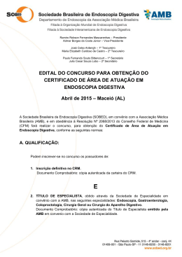 Edital do Concurso para Obten&ccedil;&atilde;o do Certificado de &Aacute;rea
