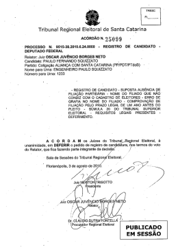 Ac&oacute;rd&atilde;o n. 25099 - Tribunal Regional Eleitoral de Santa Catarina