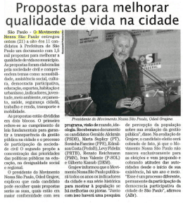 Propostas para melhorar qualidade de vida na cidade