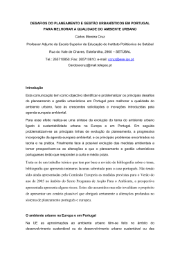 desafios do planeamento e gest&atilde;o urban&iacute;sticos em portugal para