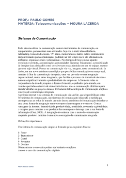 PROF.: PAULO GOMES MAT&Eacute;RIA: Telecomunica&ccedil;&otilde;es &ndash; MOURA