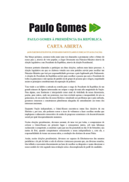 Paulo Gomes quer acordos para candidatura