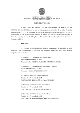 PORTARIA N&ordm; 198/96 - MPF SP - Minist&eacute;rio P&uacute;blico Federal