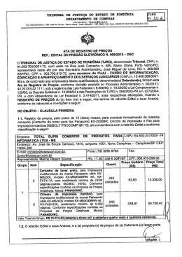 ATA DE REGISTRO DE PRE&Ccedil;OS - Tribunal de Justi&ccedil;a de Rond&ocirc;nia