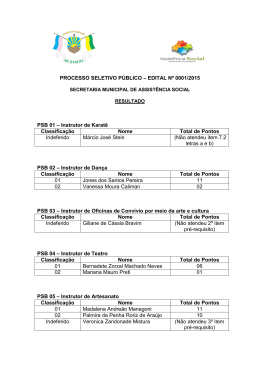 PROCESSO SELETIVO P&Uacute;BLICO &ndash; EDITAL N&ordm; 0001/2015 PSB 01