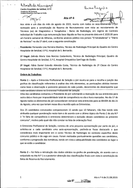 Lista Classificação Final - Centro Hospital de Setúbal, EPE