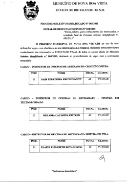 edital 020 resultado final processo 003/2015